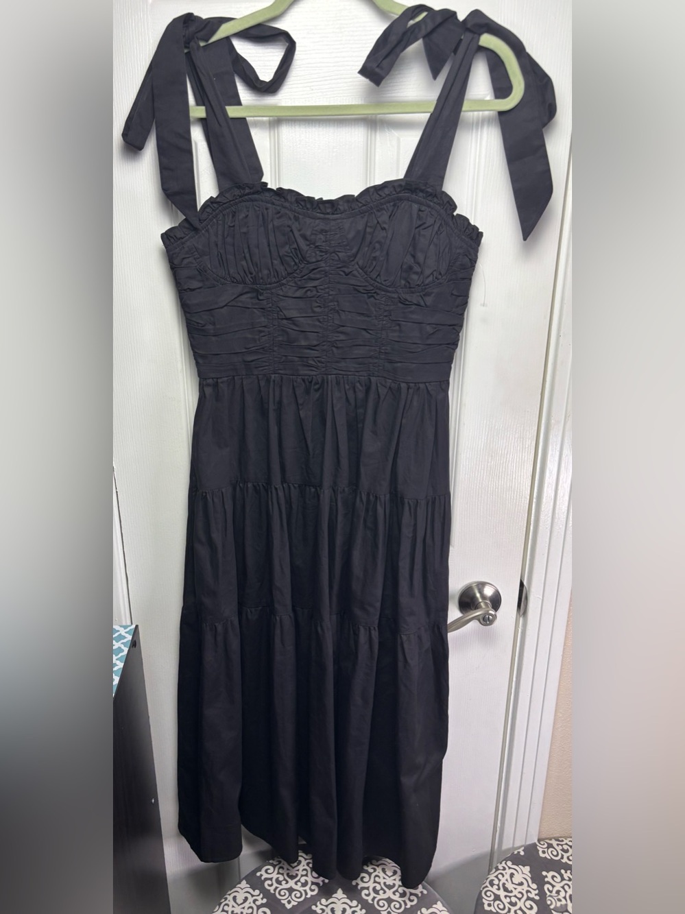 Sofie the Label Black Tie-Shoulder Tiered Midi Dress - Picture 3 of 16